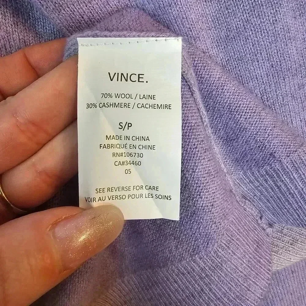 Vince Lavender Ombre Crewneck Cashmere and Wool Sweater - Picture 4 of 6